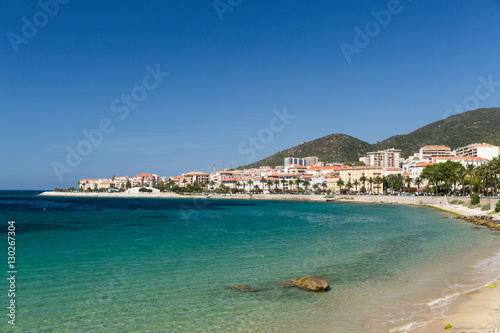 The rocks and pebbles of the shoreline in Ajaccio in Corsica