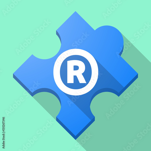 Long shadow puzzle piece with    the registered trademark symbol
