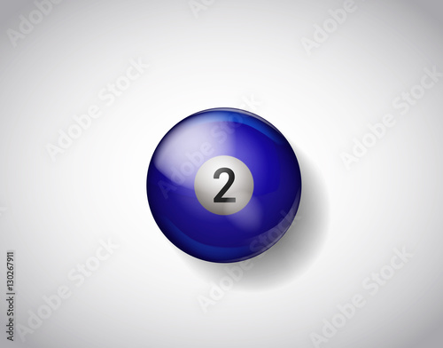Two blue ball pool. Vector illustration billiards isolated. 2 Ba