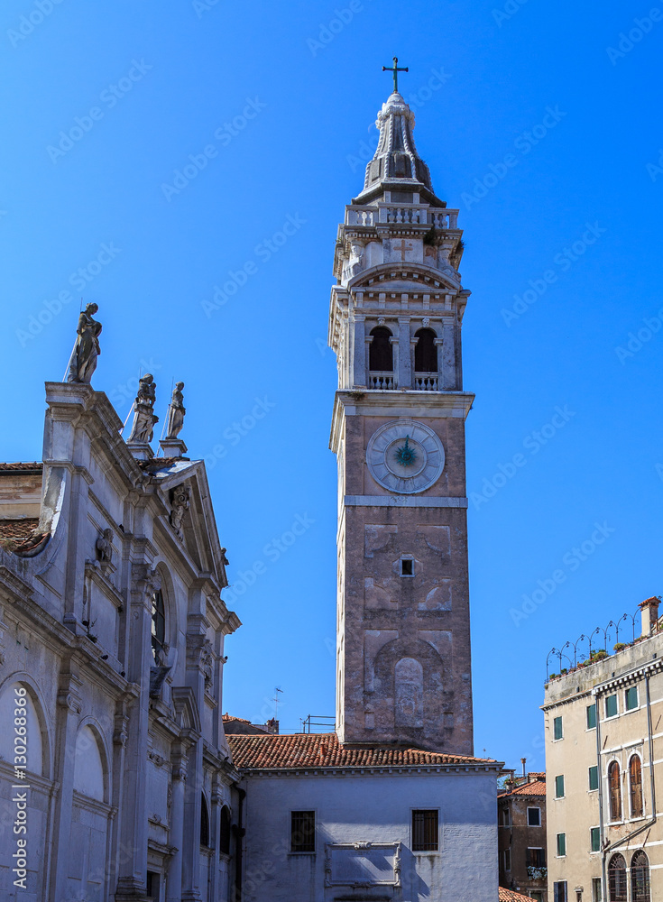 Bell tower on one of the Venice area