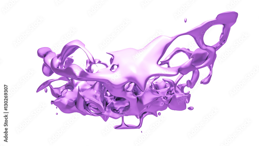 Isolated splash of purple paint on a white background. 3d illust Stock ...