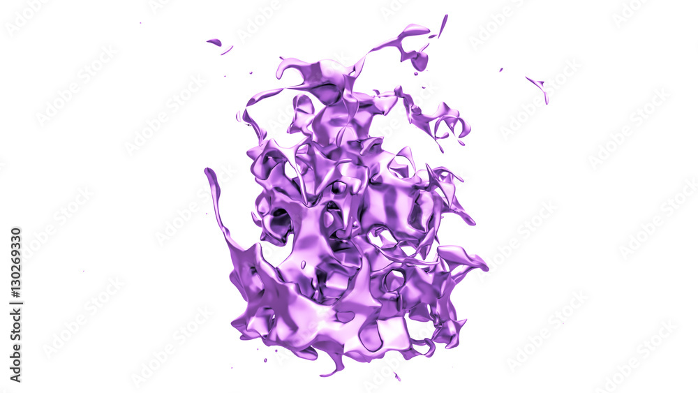 Isolated splash of purple paint on a white background. 3d illust Stock ...