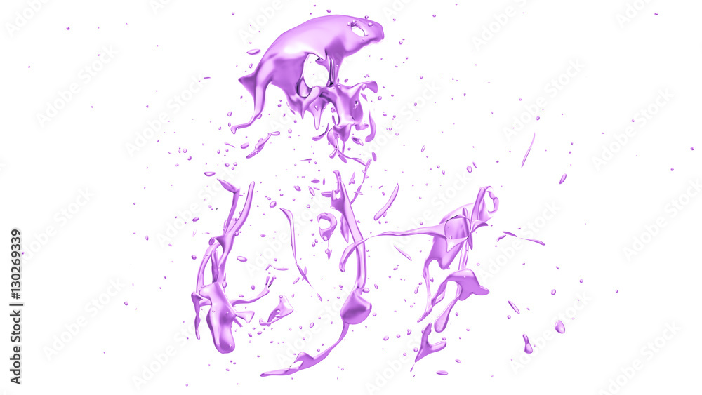 Isolated splash of purple paint on a white background. 3d illust Isolated splash of purple paint on a white background. 3d illust