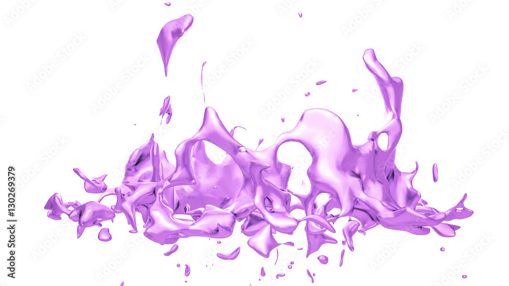 Isolated splash of purple paint on a white background. 3d illust