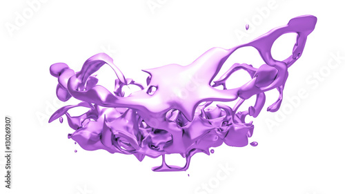 Isolated splash of purple paint on a white background. 3d illust