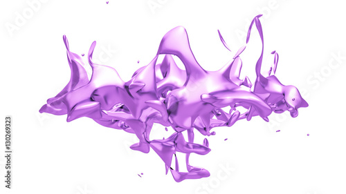 Isolated splash of purple paint on a white background. 3d illust