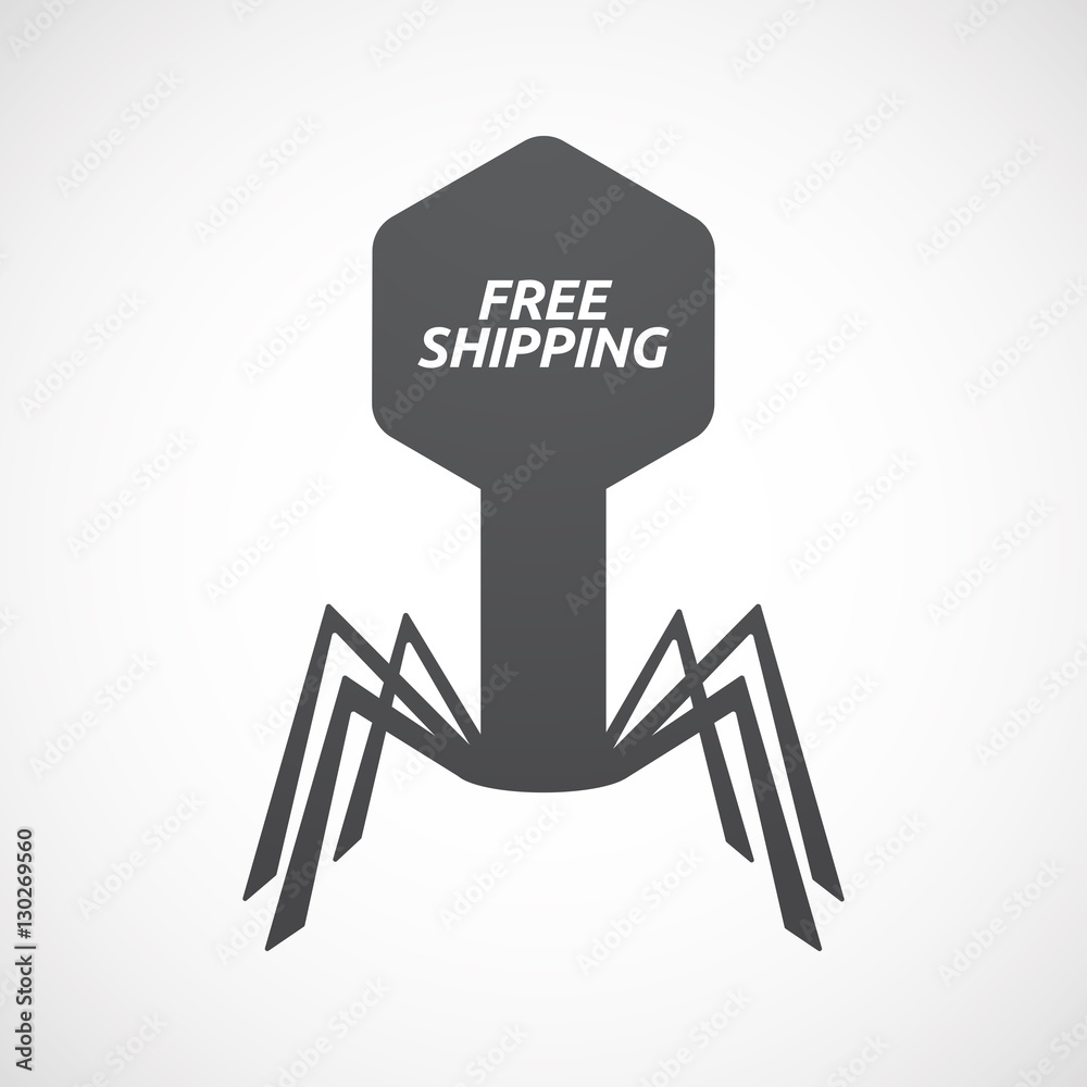 Fototapeta premium Isolated virus with the text FREE SHIPPING