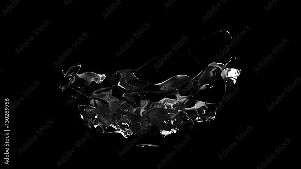 Isolated splash on a black background. 3d illustration 3d render