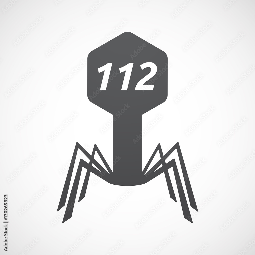Isolated virus with the text 112 Isolated virus with the text 112
