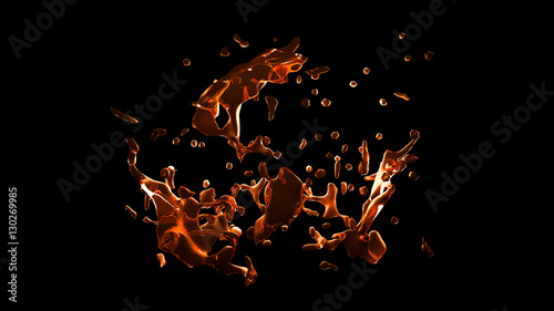 Isolated transparent yellow-orange splash water on a black backg © Pierell