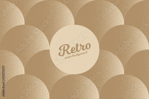 Vector hand made dotwork background in retro and vintage style. Abstract dotted stippling engraving. Artistic 3d illusion art illustration. Paper cardboard texture