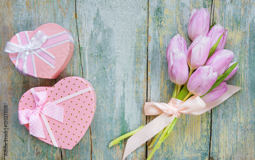 Flowers and gift boxes