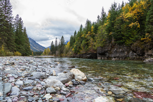 pristine glacial river flow photo