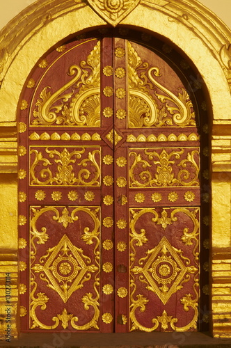 The gate of Pha That Luang, symbol of the Laos sovereignty, Buddhist religion and the city of Vientiane, Vientiane, Laos