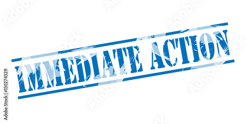 Billede på lærred immediate action blue stamp on white background