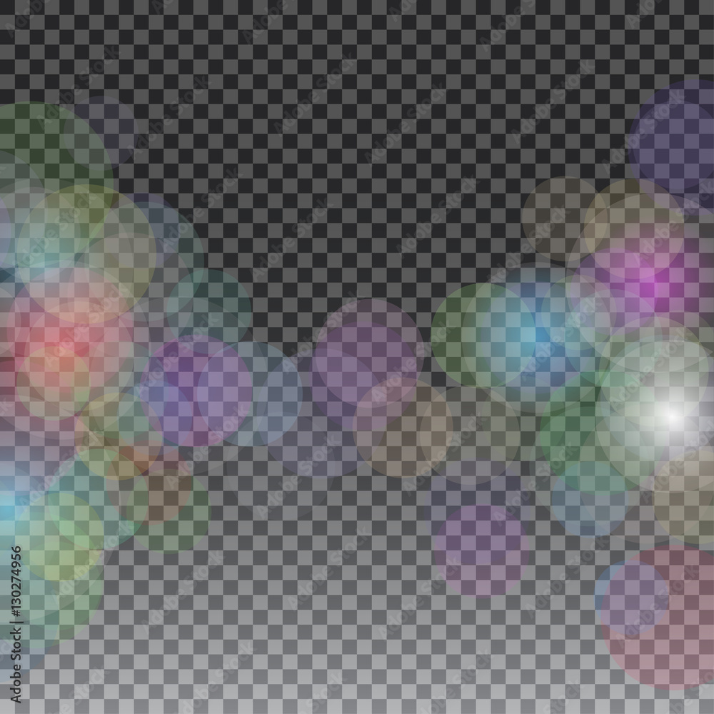 Abstract bokeh sunbeams effect isolated on transparent plaid background. Defocused and blurred, shimmer decoration glare illustration Abstract bokeh sunbeams effect isolated on transparent plaid background. Defocused and blurred, shimmer decoration glare illustration