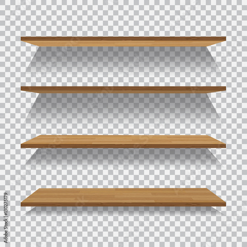 Vector empty wooden shelf isolated on checkered background