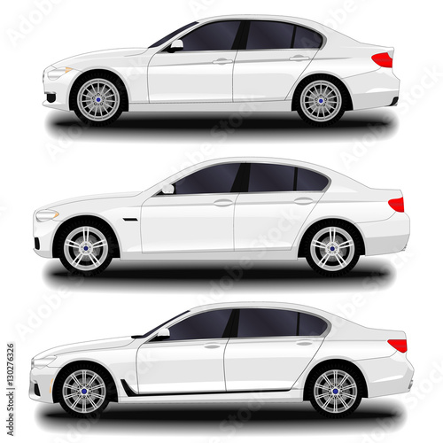 realistic car. sedan. set