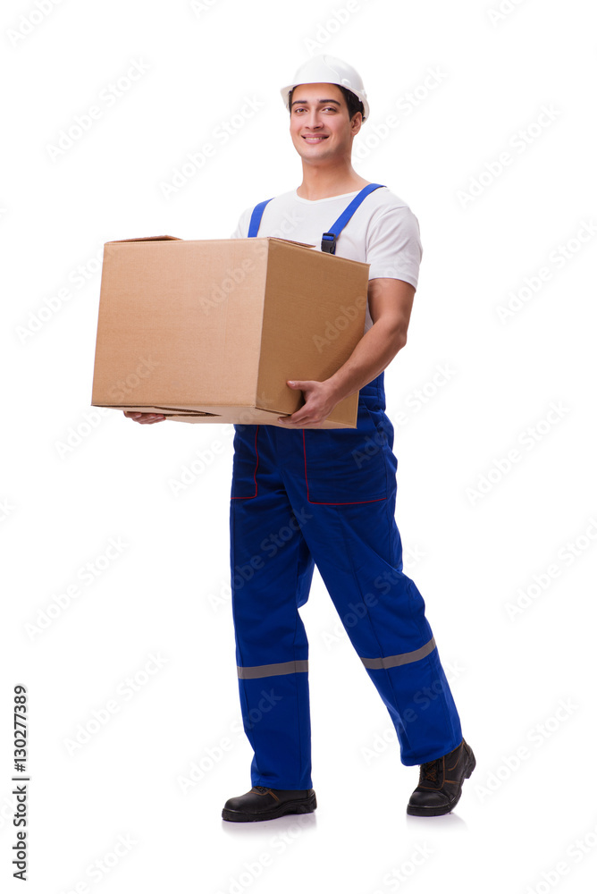 Man with boxes isolated on white Man with boxes isolated on white