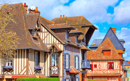 Maisons à colombage à Pont-l'Évêque, Calvados, Normandie
