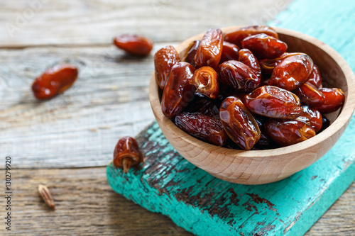 Bowl with delicious dried dates.