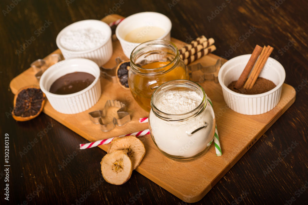 Preparing ingredients for gingerbread.