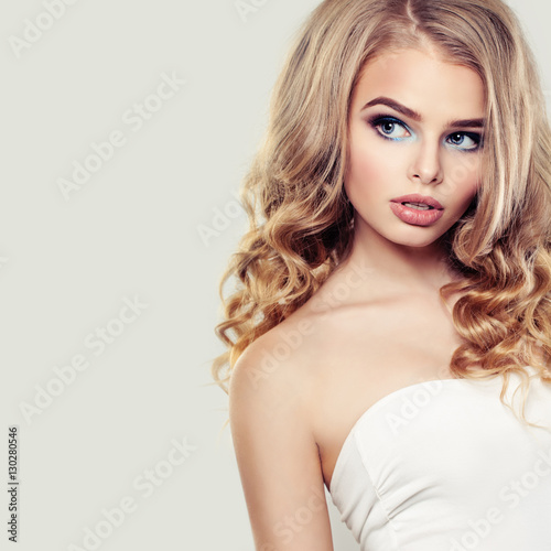 Young Face. Cute Woman with Blonde Hair