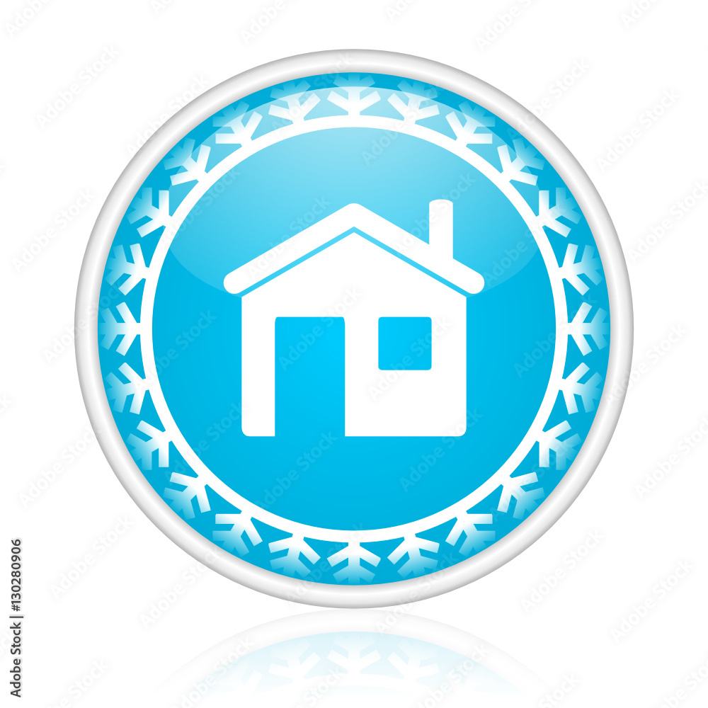 Christmas design blue round home vector icon. Christmas design blue round home vector icon.