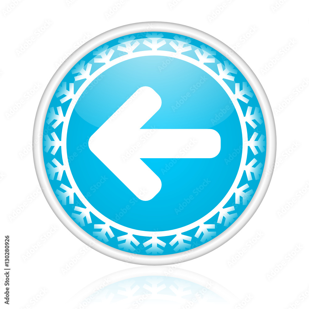 Christmas design blue round left arrow vector icon. Christmas design blue round left arrow vector icon.