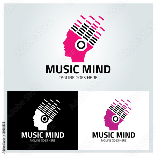 Music mind logo design template ,Vector illustration