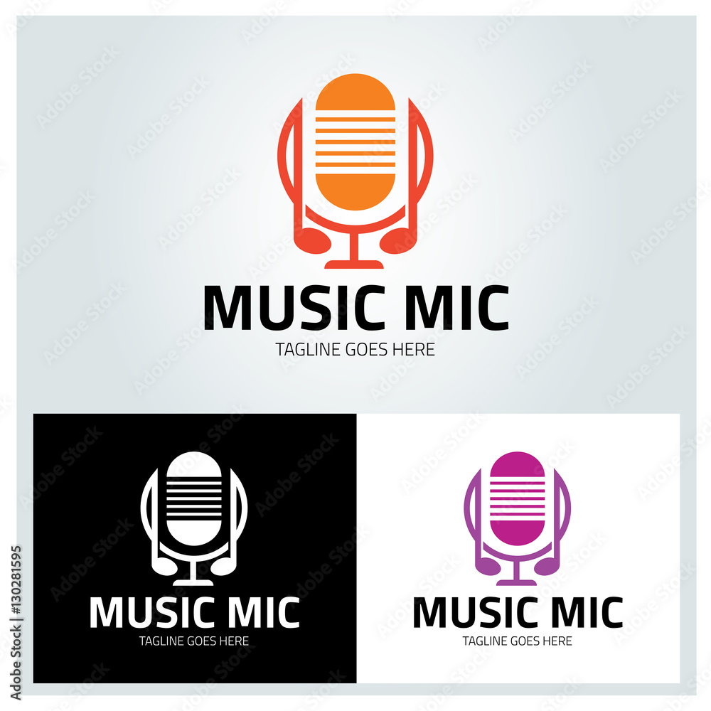 Music mic logo design template ,Recording logo design concept ,Vector