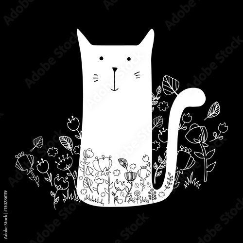 cat animal contour drawing creative kitten pet