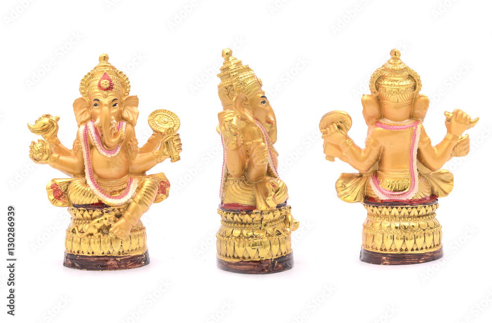 gold Ganesha figurine isolated on white gold Ganesha figurine isolated on white