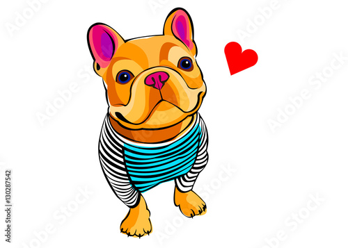 dog, vector, breed, cute, pet, animal, bulldog