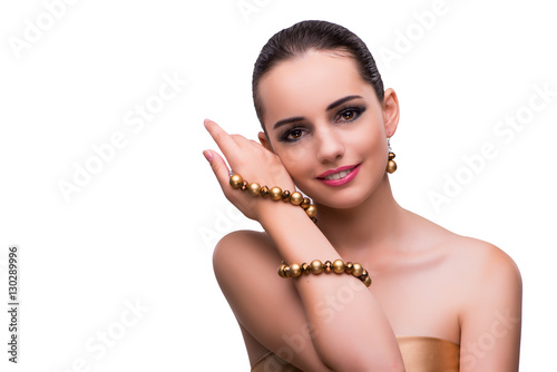 Woman with jewellery accessories isolated on white