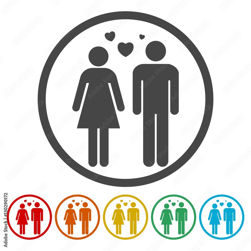 Couple holding hands with hearts icons Couple holding hands with hearts icons