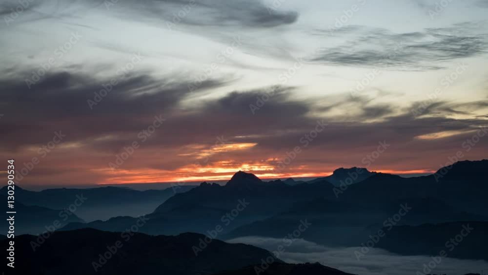 Clouds movement in mountains, Saint Gervais Les Bains, Haute Savoie, France Clouds movement in mountains, Saint Gervais Les Bains, Haute Savoie, France