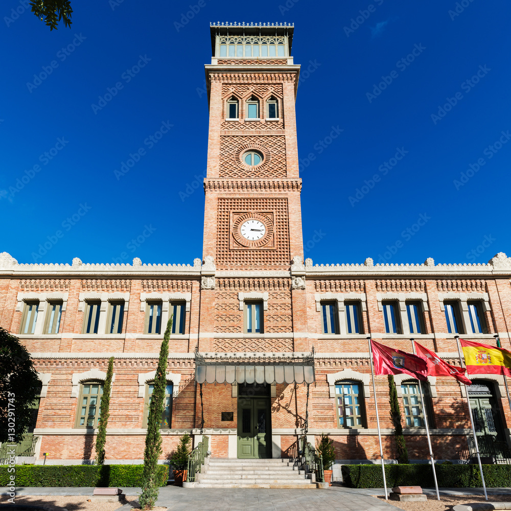 Casa Árabe in Madrid against a clear blue sky