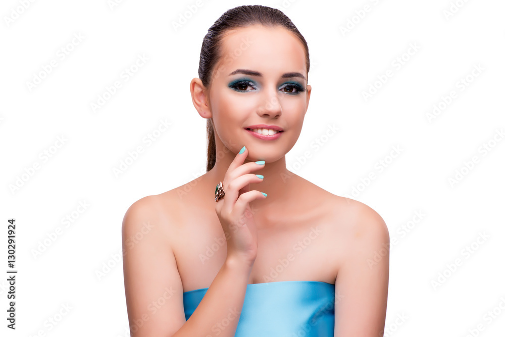 Young woman in beauty concept isolated on white Young woman in beauty concept isolated on white