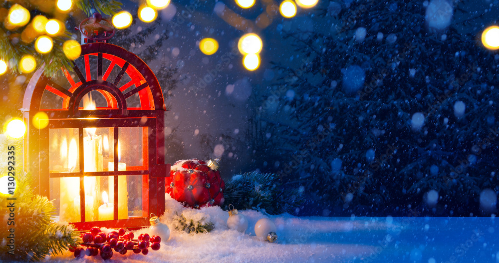 Christmas background with decorations and Snow Christmas Tree Christmas background with decorations and Snow Christmas Tree