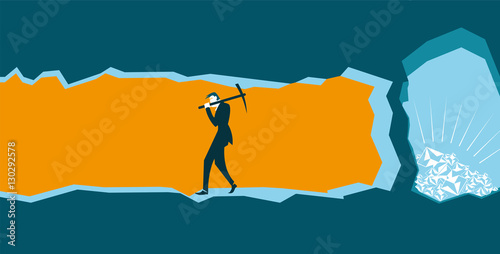 Business man give up before reach money and diamonds - Illustrat