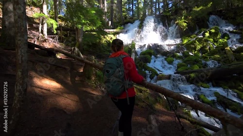 Oregon Tourist Backpacker Clearwater Falls Douglas County, Oregon