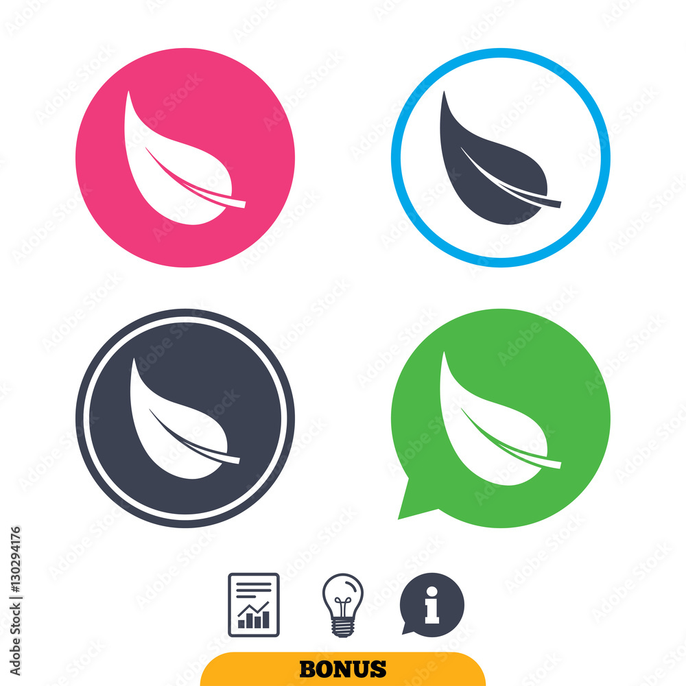 Leaf sign icon. Fresh product symbol. Leaf sign icon. Fresh product symbol.