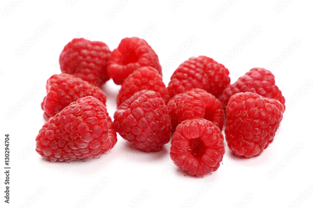 Fresh red ripe raspberries on white close up Fresh red ripe raspberries on white close up