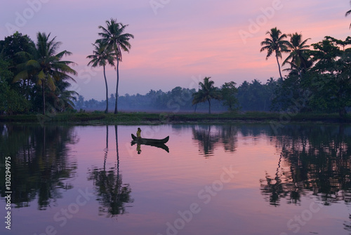 Dawn over the backwaters, near Alappuzha (Alleppey), Kerala photo
