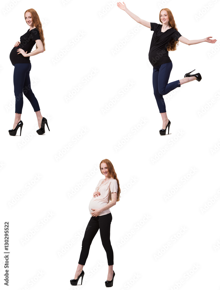 Pregnant woman in composite image isolated on white Pregnant woman in composite image isolated on white