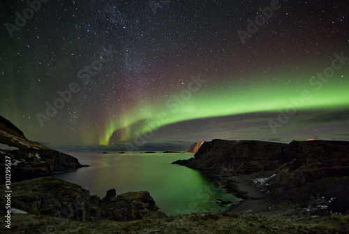 Arctic winter nights with northern lights and stars
