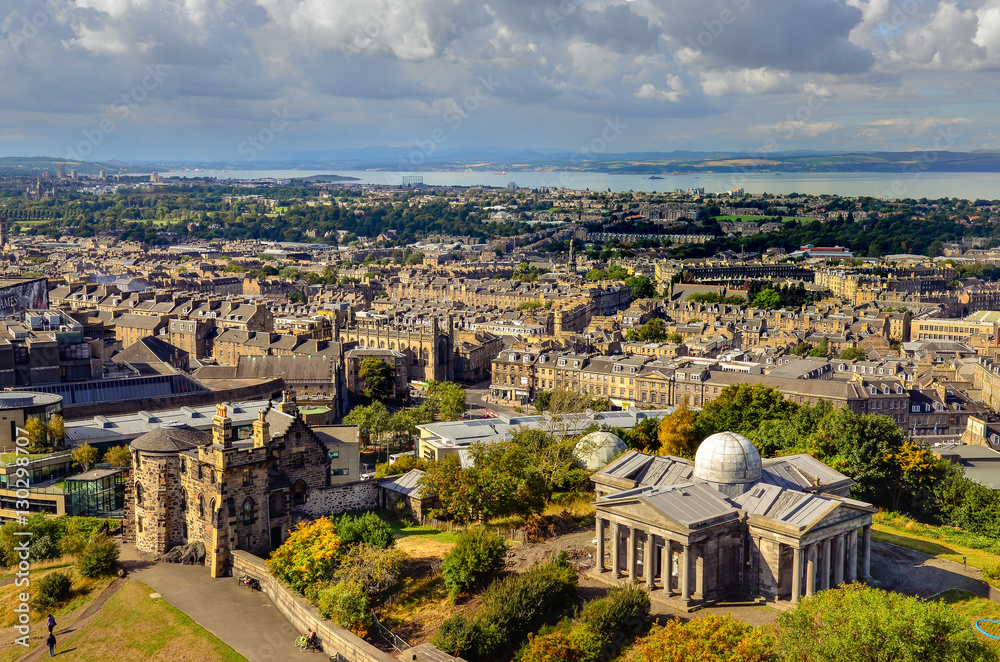 Scenic view of Edinburgh during sunny day, Scotland
