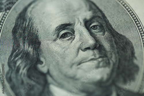 Benjamin Franklin's portrait on one hundred dollar bill