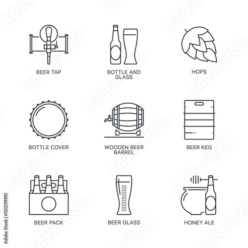 Thin line beer logo concept isolated